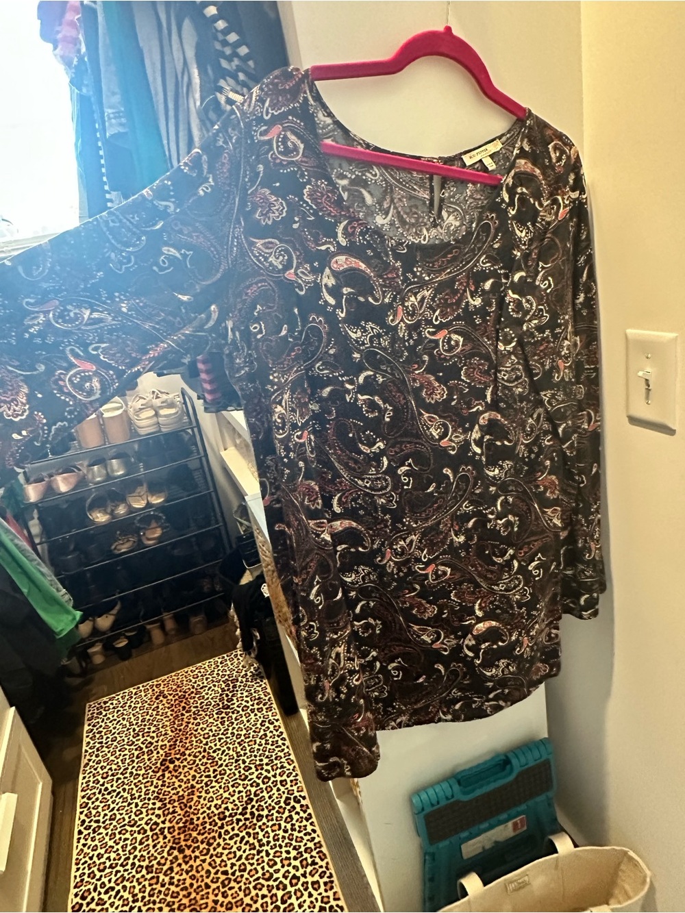 Paisley Print Long-Sleeve Women’s Midi Dress